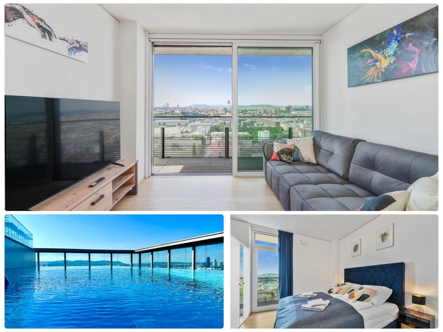Luxury Penthouse I Rooftop Pool I Self Check-In Вена Экстерьер фото